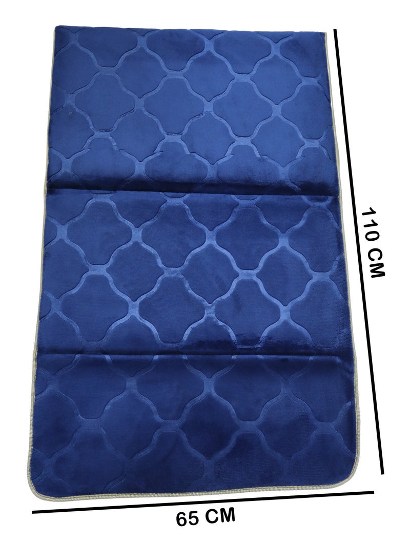 Yuwell Foldable Prayer Mat with Back Support & Carrying Bag, 2-in-1 Prayer Rug Sajadah, Anti-Slip Islamic Salah Mat Soft Velvet Mat 110×65CM for Men & Women, Portable Ramadan & Eid Gift Blue - Image 2